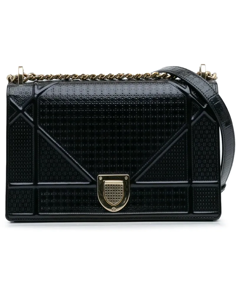 Dior Hobo Bags Medium Patent Microcannage Diorama Flap blau Blau