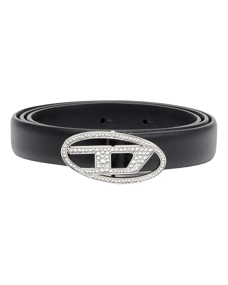Diesel Gürtel 1dr Crystal Logo Strass Belt Black schwarz Schwarz