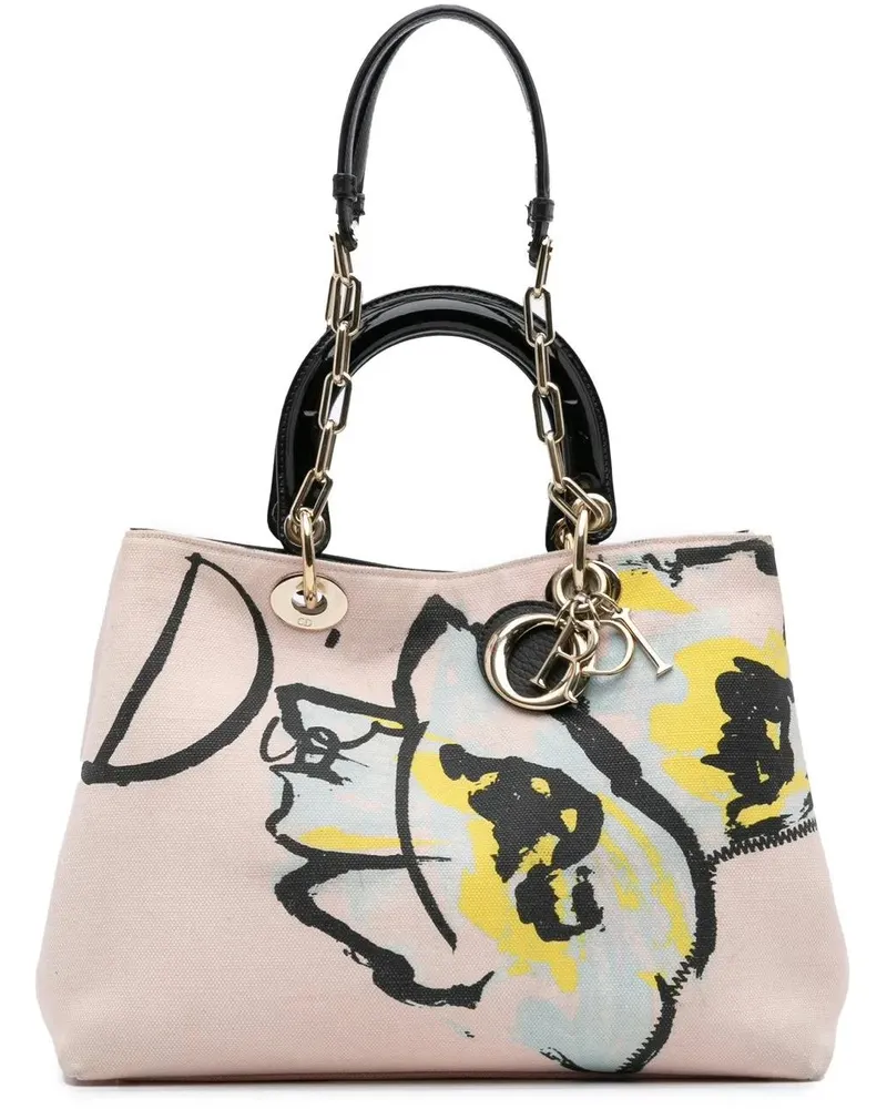 Dior Hobo Bags Limited Edition Medium Canvas Floral Printed Diori rosa Gold