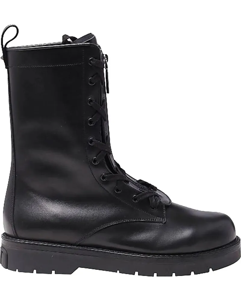 Valentino Garavani Stiefel Combat Leather Boots schwarz Schwarz