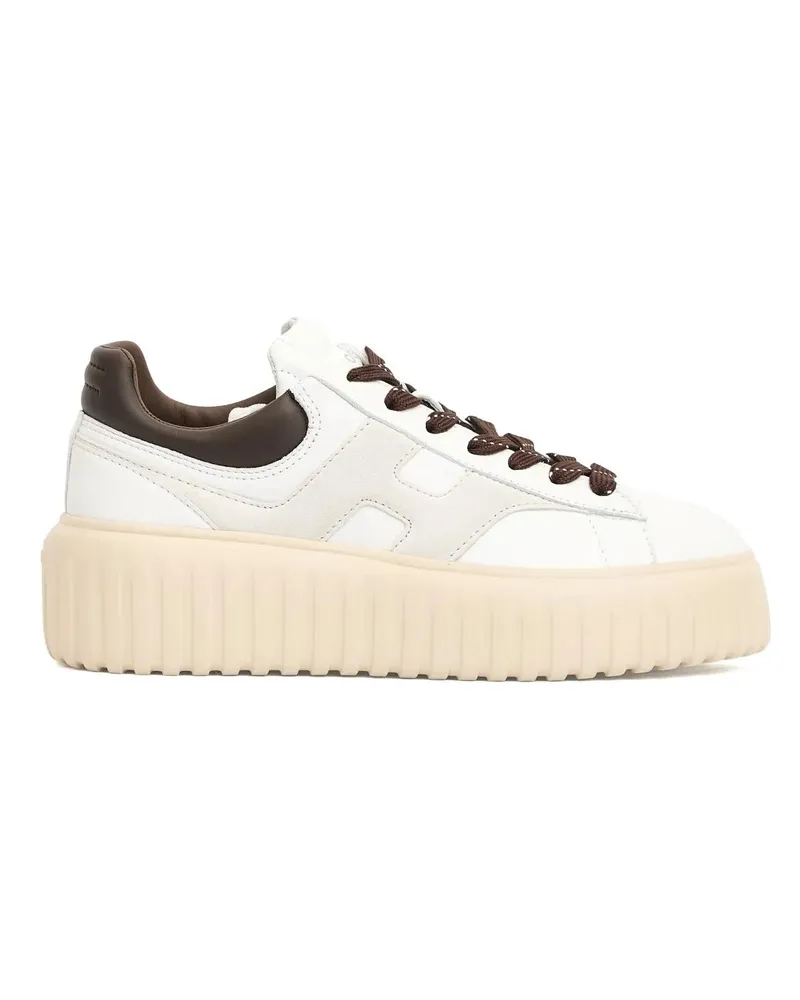 Hogan Low-Top Sneaker White/Brown H Stripe Leather Sneakers weiß Weiß