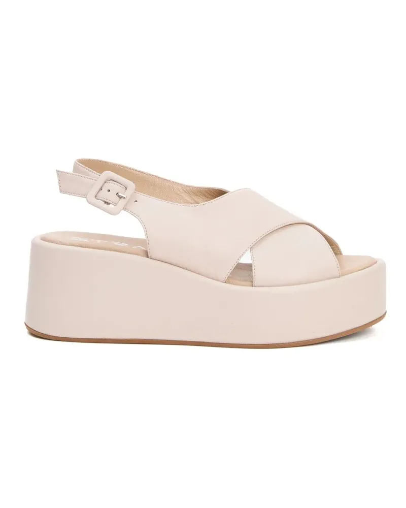 Strategia / JFK Sandalen Beige Leather Crossover Wedges With Platform Sole beige Beige