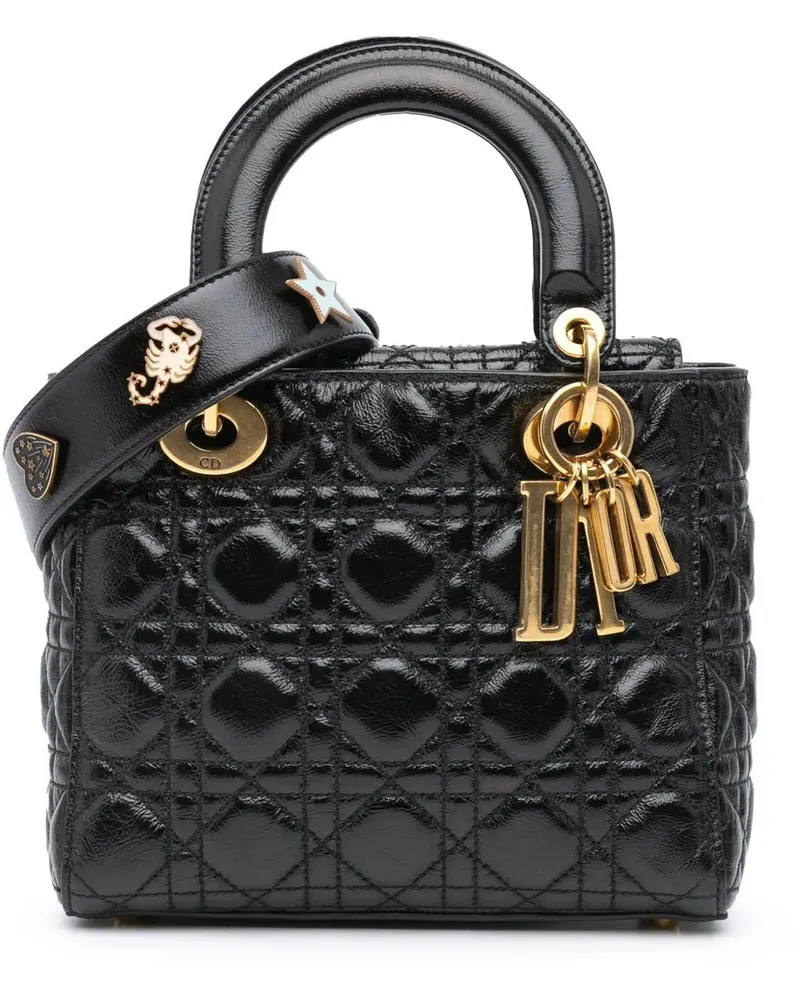 Dior Hobo Bags 2018 Small Crinkled Patent Cannage My ABCDior Lady schwarz Schwarz
