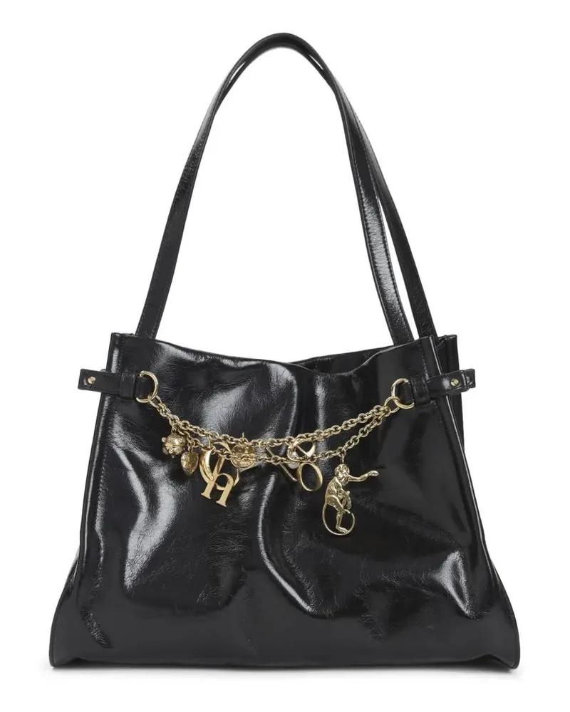 Chloé Hobo Bags Black Calf Leather Charms Shoulder Bag schwarz Schwarz