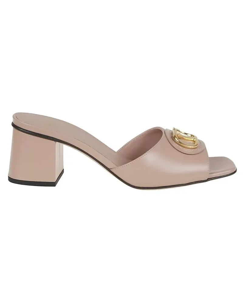 Valentino Garavani Sandalen Calfskin Slide Sandals With Vlogo Signature beige Beige