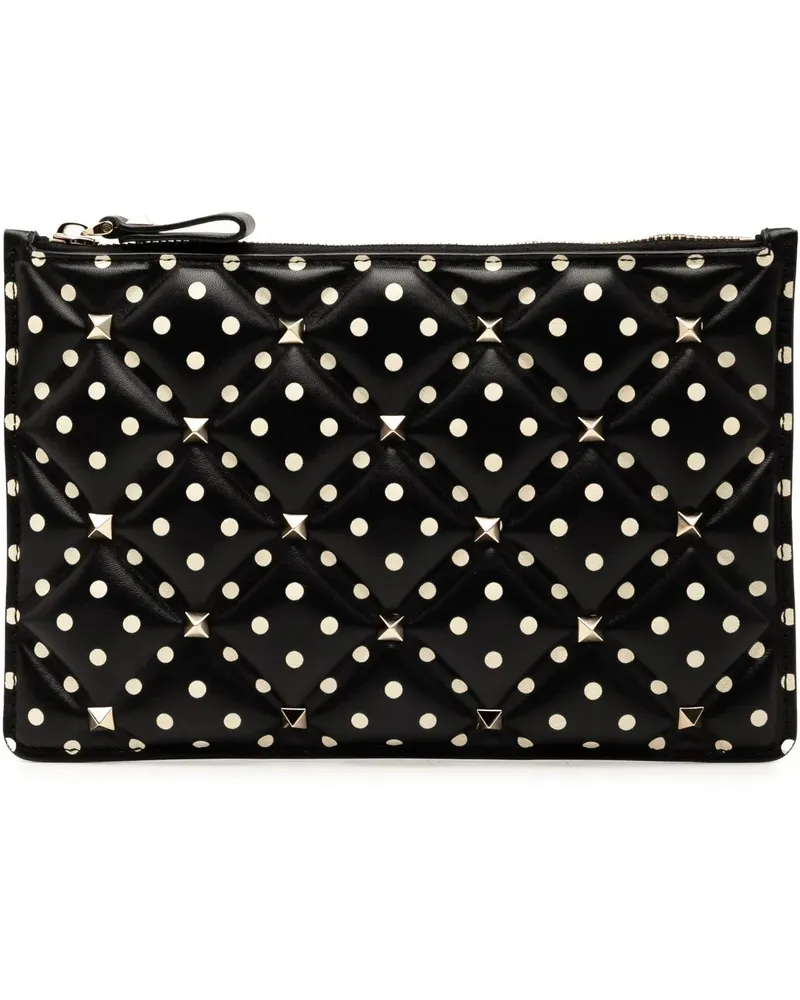 Valentino Garavani Clutches Leather Polka Dot Rockstud Clutch schwarz Schwarz