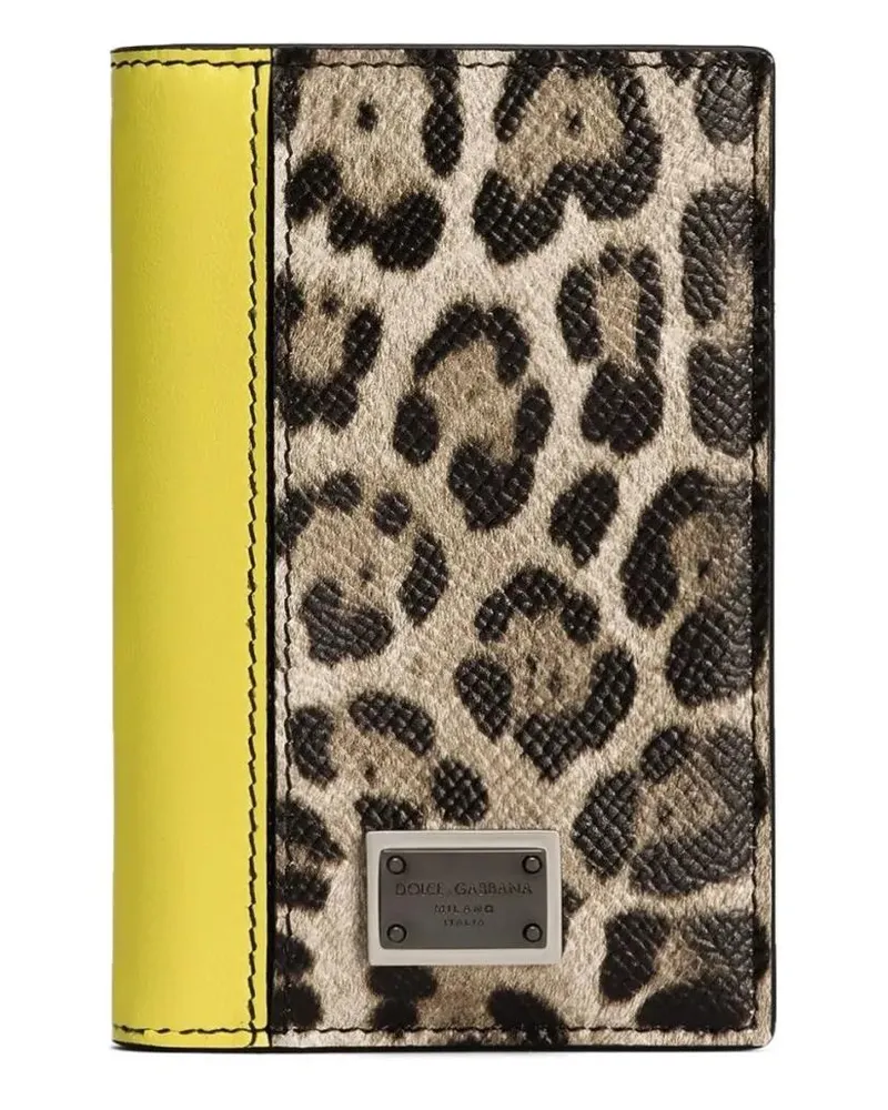 Dolce & Gabbana Portemonnaies Compact Leopard Print Bag With Internal Card Slots braun Braun
