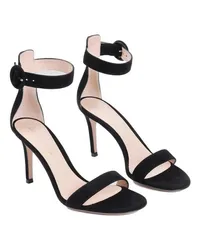 Gianvito Rossi Sandalen & Sandaletten Portofino 85 Camel Suede Leather Sandals Schwarz