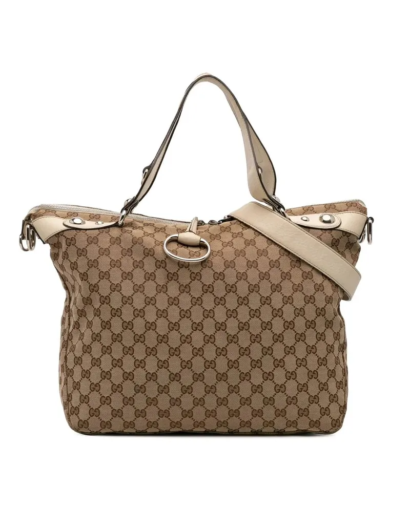 Gucci Hobo Bags Large GG Canvas Icon Bit Satchel braun Braun