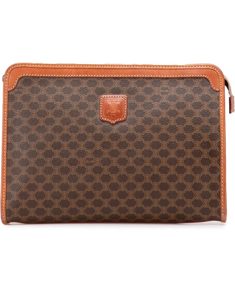 Celine Clutches Macadam Coated Canvas Clutch braun Braun