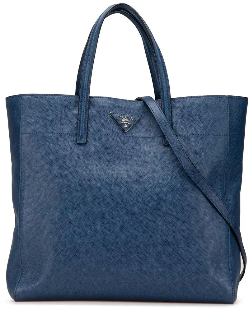 Prada Hobo Bags Saffiano Soft Tote blau Blau