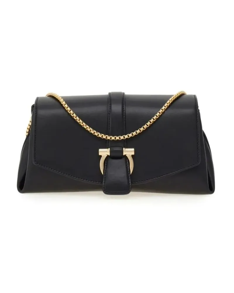 Ferragamo Shopper Small Front Flap Black Bag Schwarz