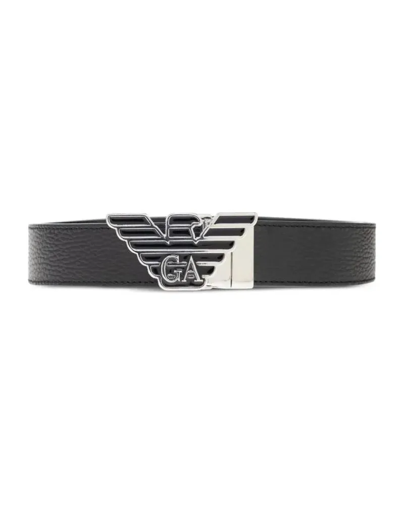 Emporio Armani Gürtel Reversible Black Leather Belt schwarz Schwarz