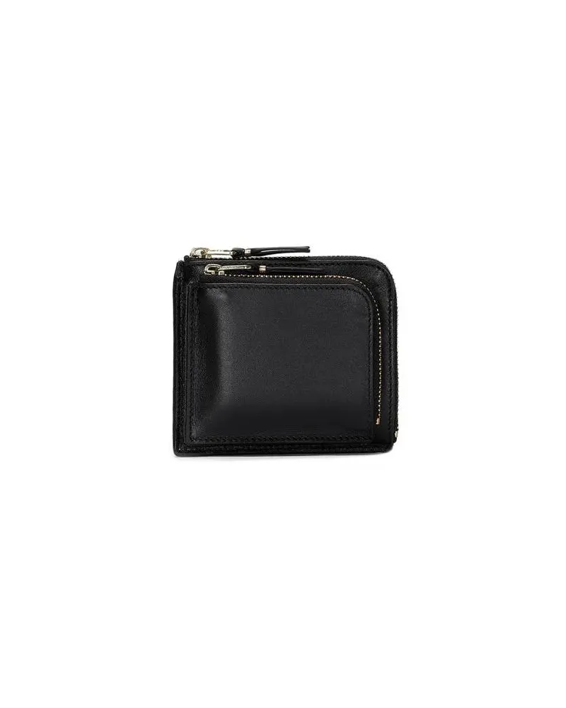 Comme des Garçons Portemonnaies Black Cowhide Leather Outside Pocket Accessory schwarz Schwarz