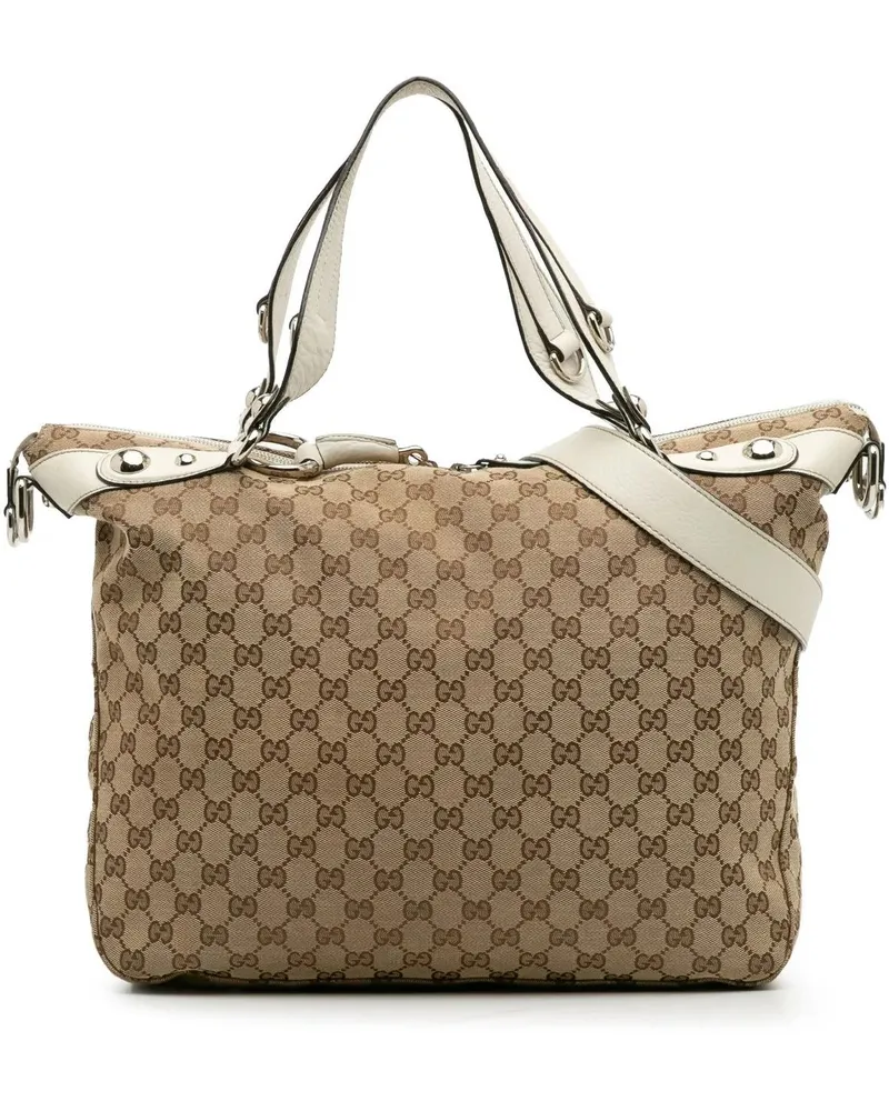 Gucci Hobo Bags Large GG Canvas Icon Bit Satchel braun Braun