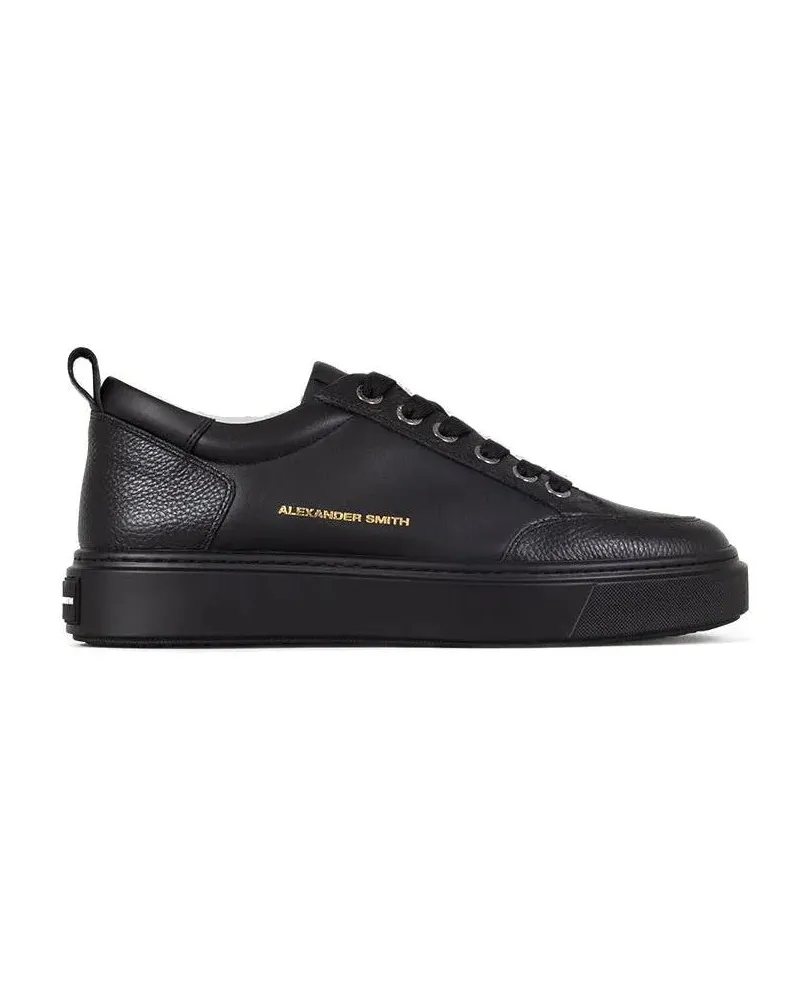 Alexander Smith Low-Top Sneaker Black Trainers With Smooth Leather schwarz Schwarz