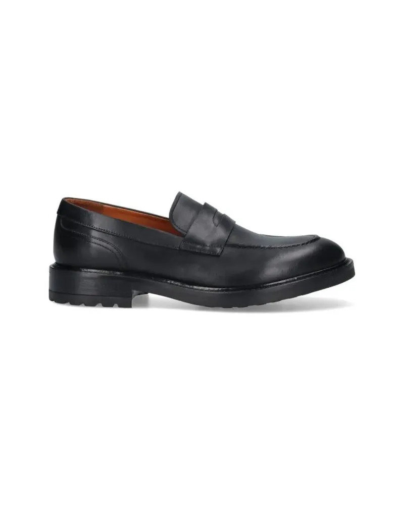 Alexander Hotto Loafer Penny Loafer Black Leather Flat Shoes With Texture schwarz Schwarz
