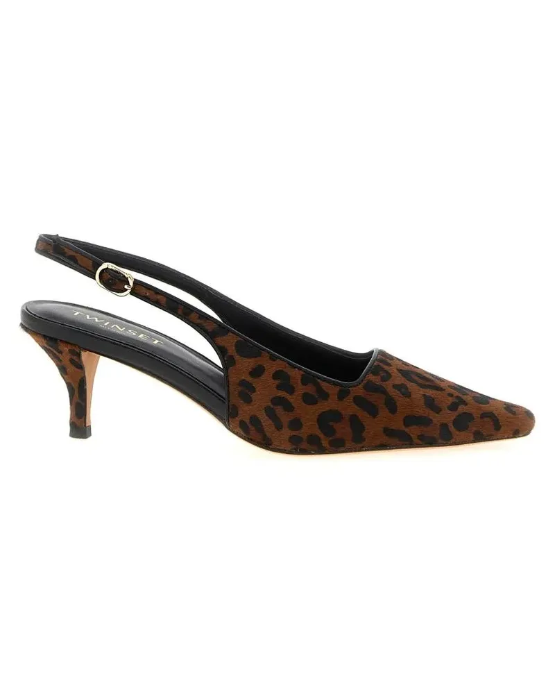 Twin-Set Hohe Schuhe Animal Print Slingbacks braun Braun