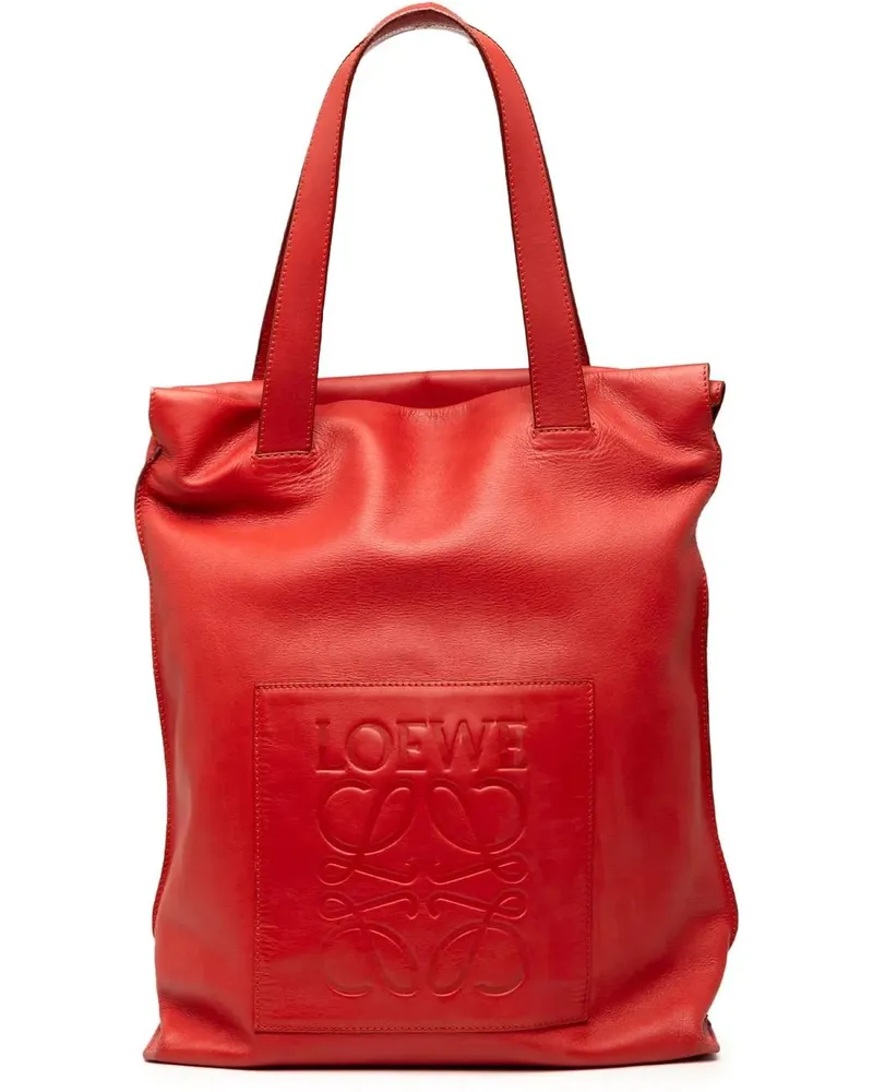 Loewe Shopper Leather Anagram Shopper Tote rot Rot