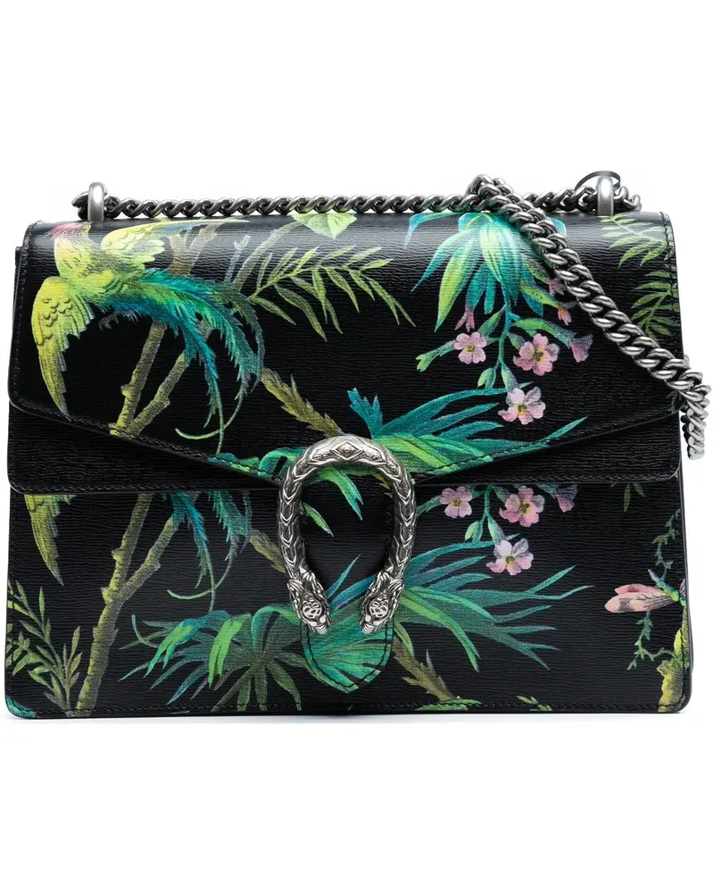 Gucci Hobo Bags Medium Leather Tropical Print Dionysus Shoulder Ba schwarz Schwarz