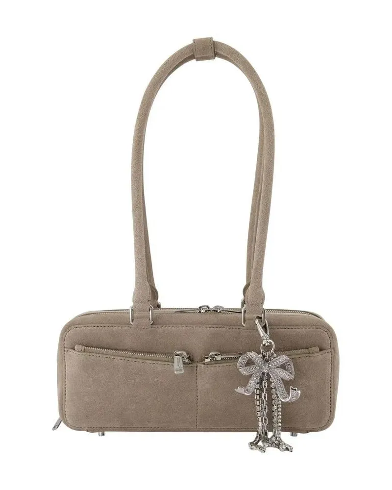 Self-Portrait Hobo Bags Baguette With Charm Shoulder Bag - Leather - Grey grau Grau