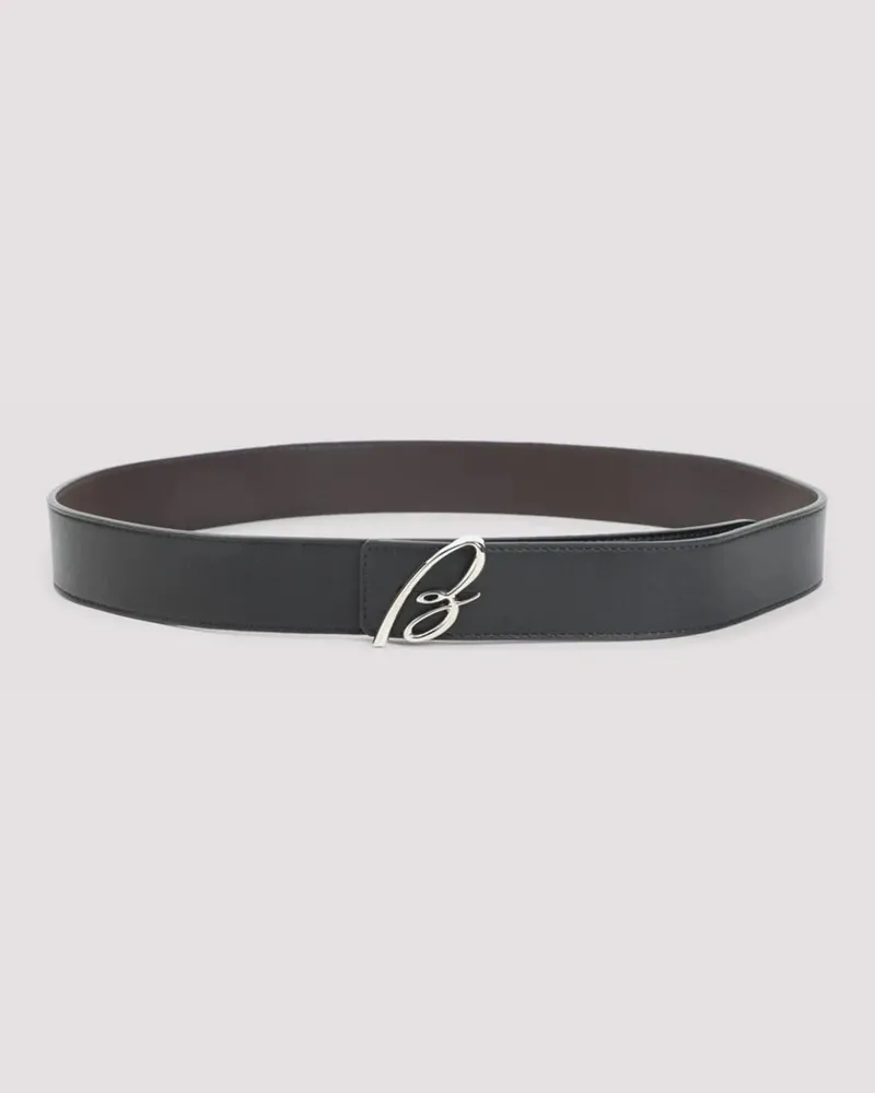 Brioni Gürtel Black Brown Leather Belt schwarz Schwarz