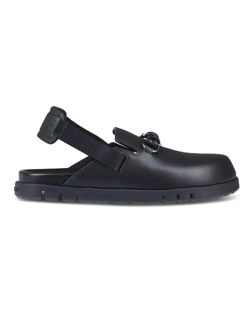 Ferragamo Loafer Black Flat Shoes With Adjustable Strap grau Grau