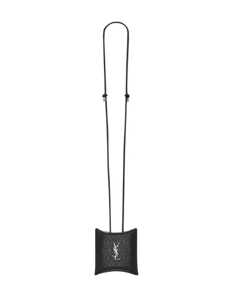 Saint Laurent Handyhüllen Calf Leather Airpods Case With Flap Closure schwarz Schwarz