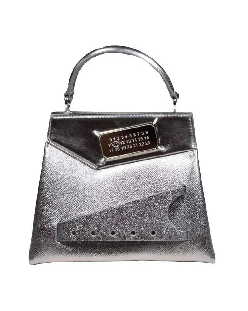 Maison Margiela Crossbody Bags Small Snatched Silver Leather Handbag silberfarben Silber