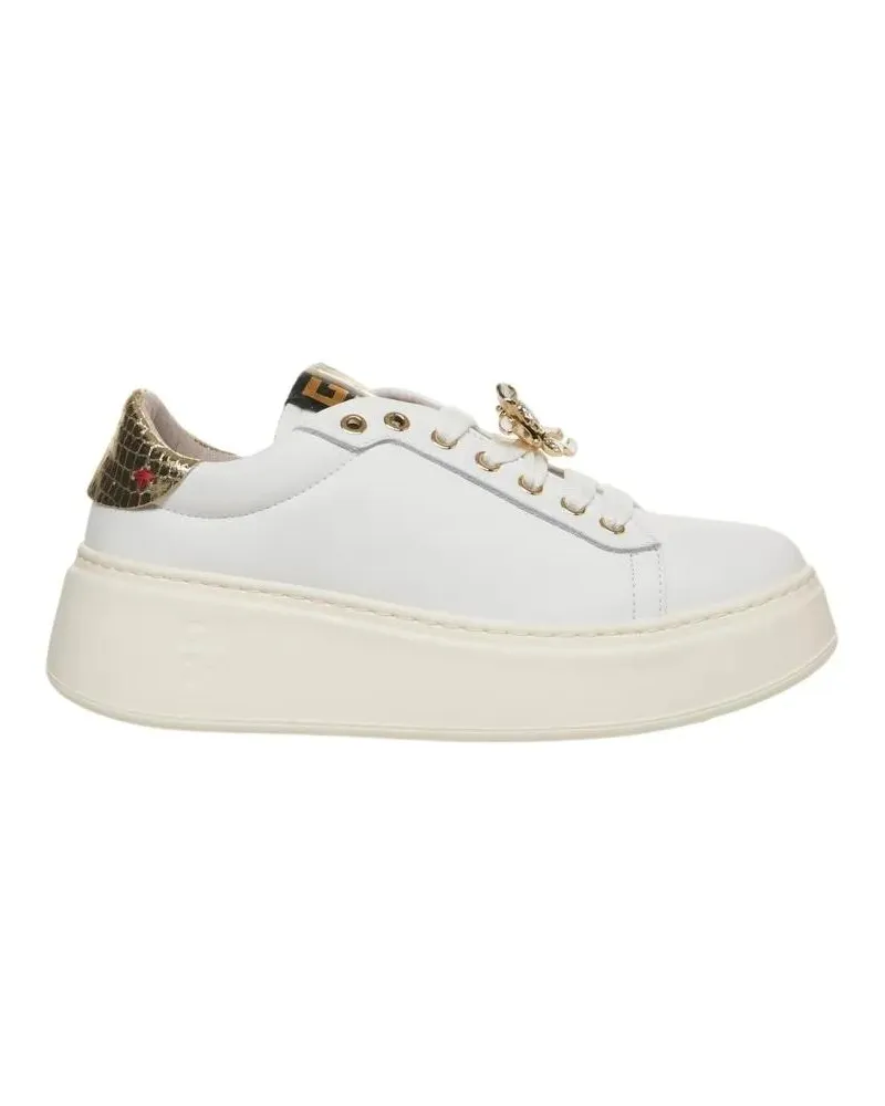 GIO+ Low-Top Sneaker White Leather Sneakers With Sparkling Snake-Effect weiß Weiß