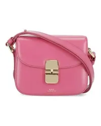 A.P.C. Shopper Fuchsia Smooth Leather Woman's Shoulder Bag Rosa