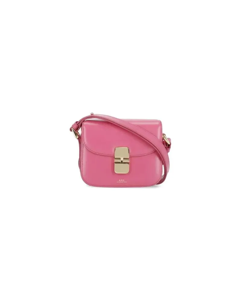 A.P.C. Shopper Fuchsia Smooth Leather Woman's Shoulder Bag Rosa