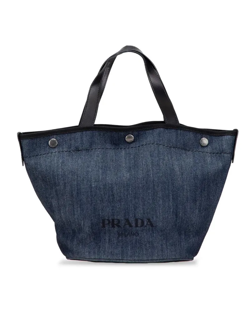 Prada Hobo Bags Denim Logo Satchel blau Blau
