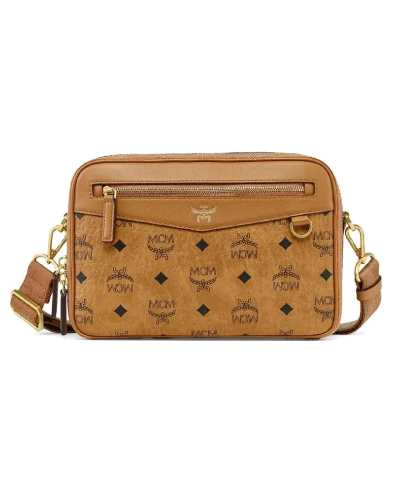 MCM Hobo Bags "Diamond Camera" Bag In Visetos braun Braun