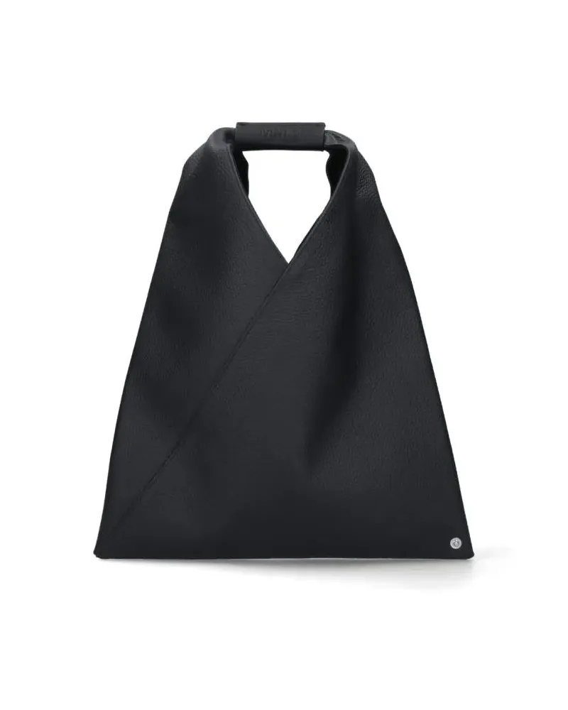 Maison Margiela Hobo Bags Black Hammered Leather Small "Japanese" Handbag schwarz Schwarz