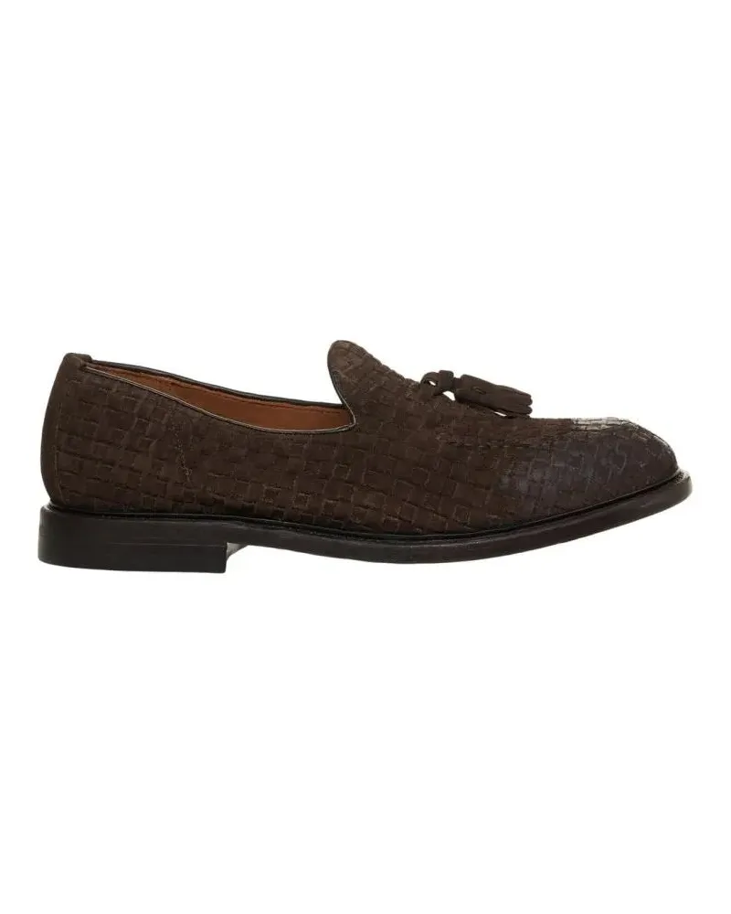 Green George Brown Braided Suede Loafers With Fringe Detail schwarz Schwarz
