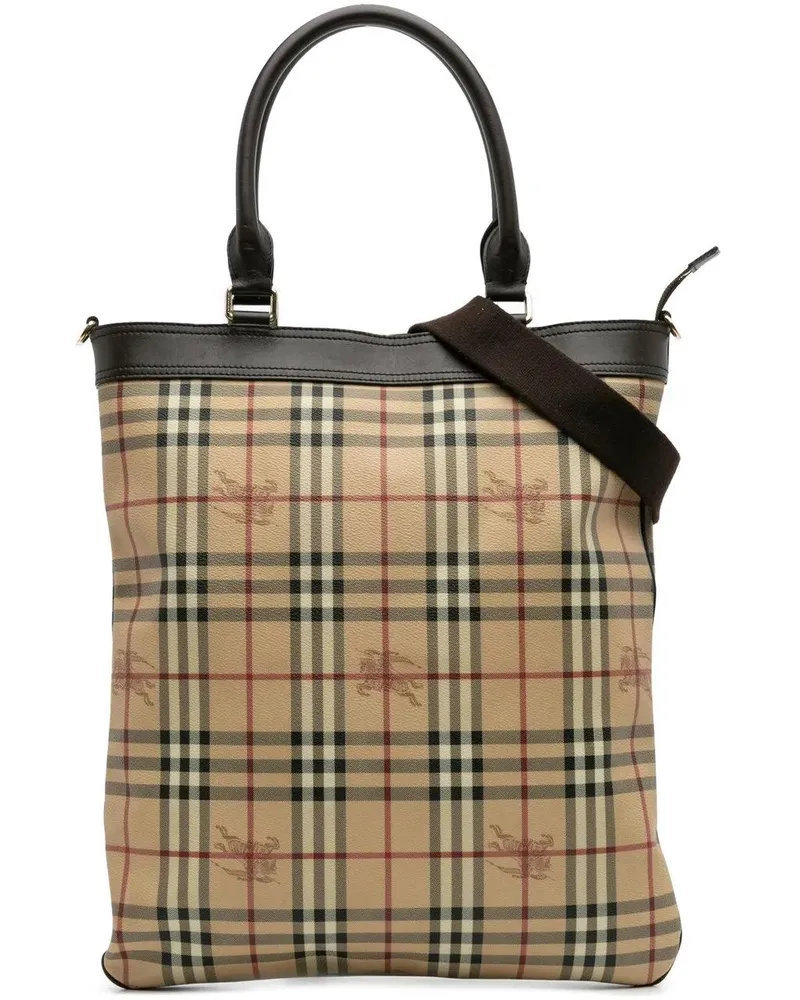 Burberry Hobo Bags Haymarket Check Coated Canvas Tote braun Braun
