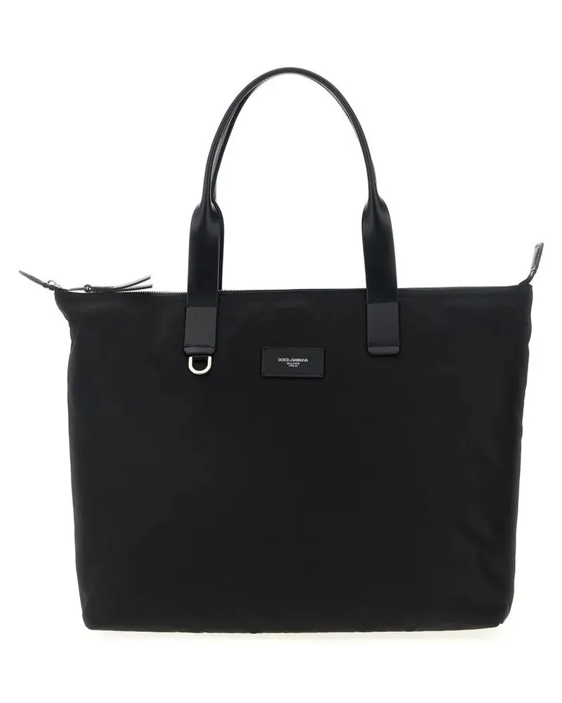 Dolce & Gabbana Shopper & Totes Media Logo Patch Shopping Bag schwarz Schwarz