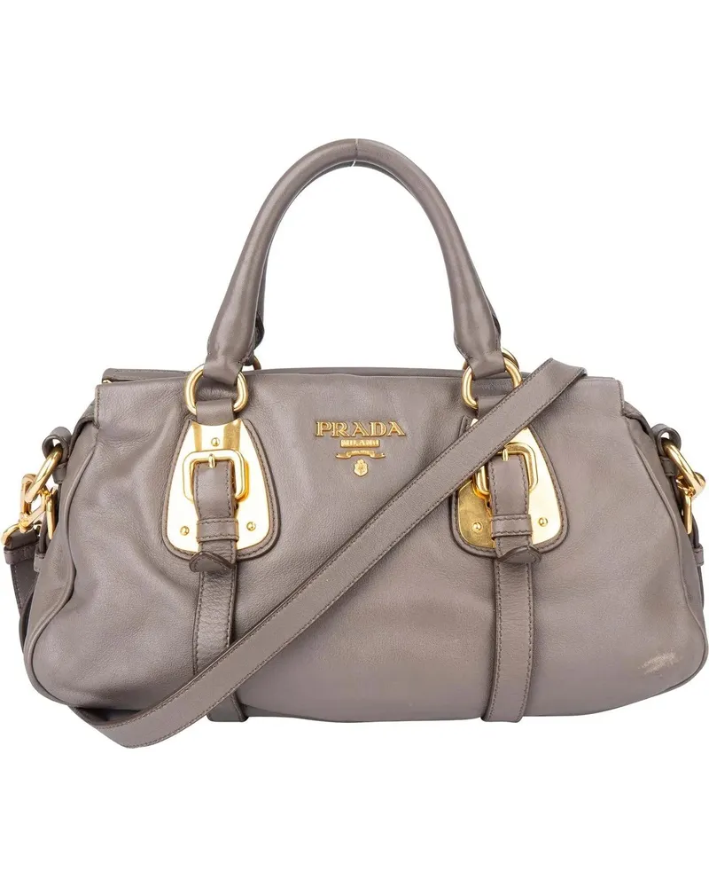 Prada Crossbody Bags  Grey Leather Vitello Handbag bunt Bunt