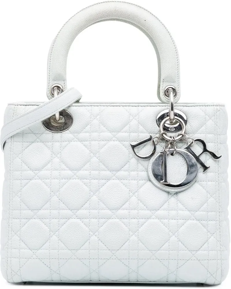 Dior Hobo Bags 2015 Medium Calfskin Cannage Lady Dior weiß Weiß