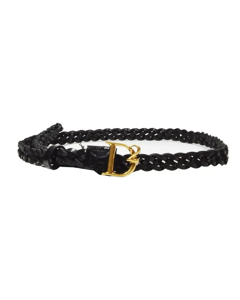 Dsquared2 Gürtel Black Leather D2 Braided Belt schwarz Schwarz