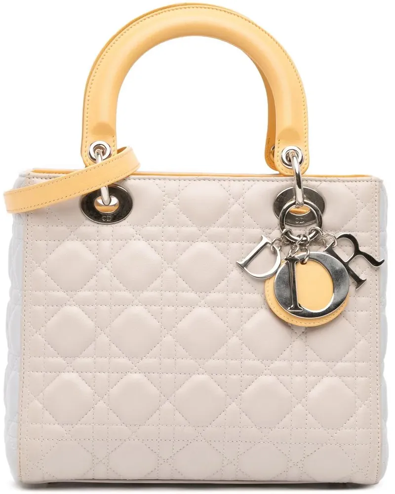 Dior Hobo Bags Medium Tricolor Lambskin Cannage Lady Dior braun Braun