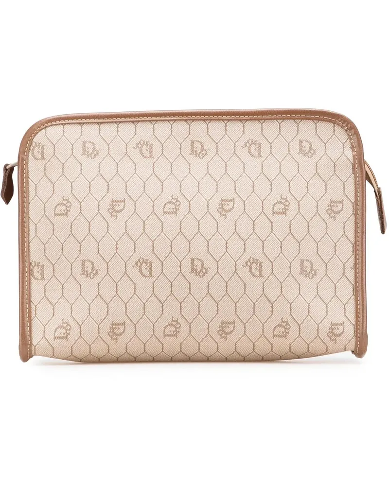 Dior Clutches Honeycomb Coated Canvas Clutch braun Braun