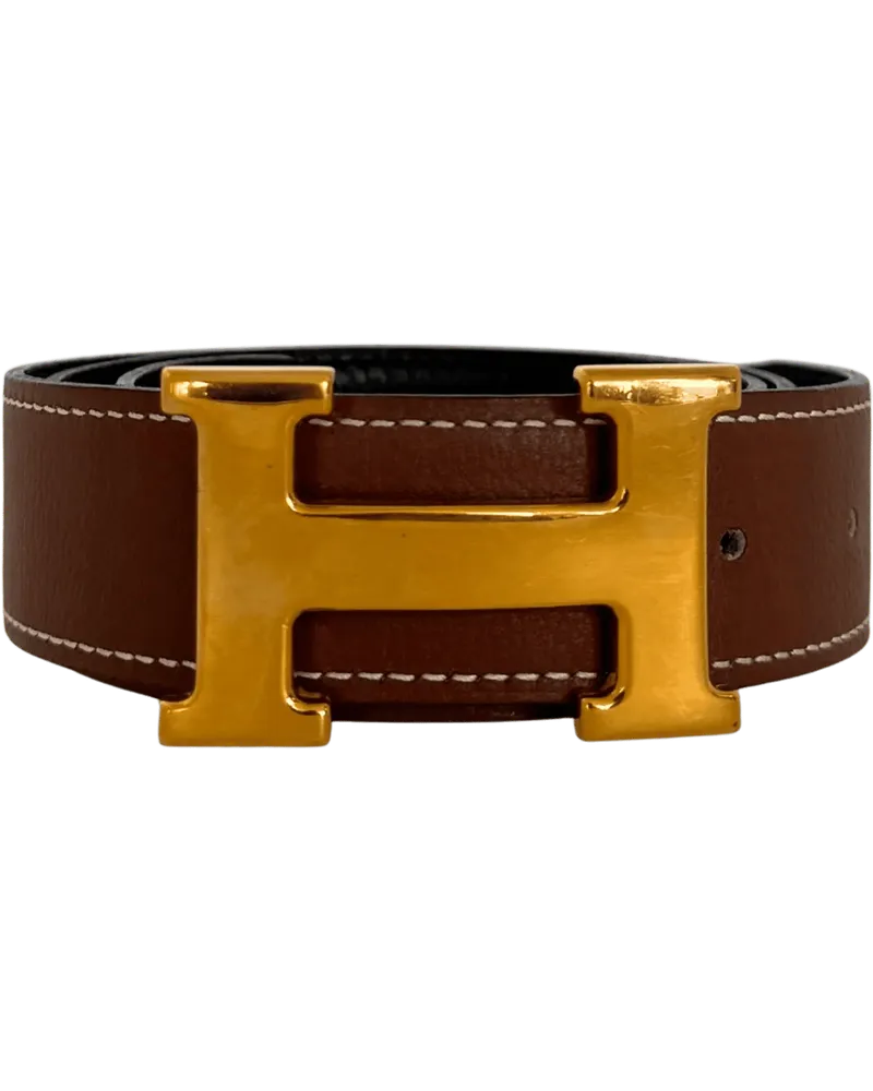 Hermès Gürtel Hermes belt buckle H and reversible belt strap, br braun Braun