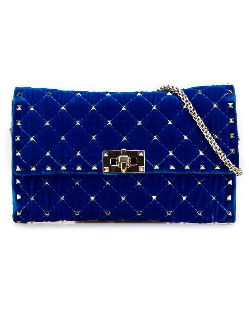 Valentino Garavani Hobo Bags Quilted Velvet Rockstud Spike Wallet on Chain blau Blau