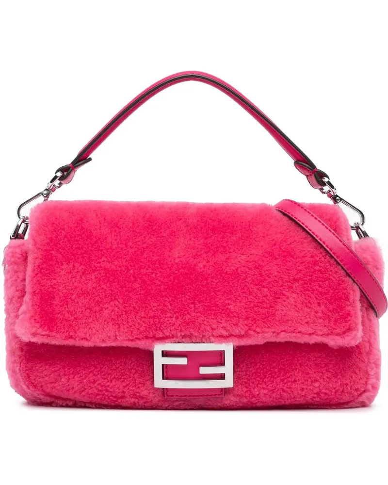 Fendi Hobo Bags 2010-2024 Shearling Baguette Satchel rosa Gold