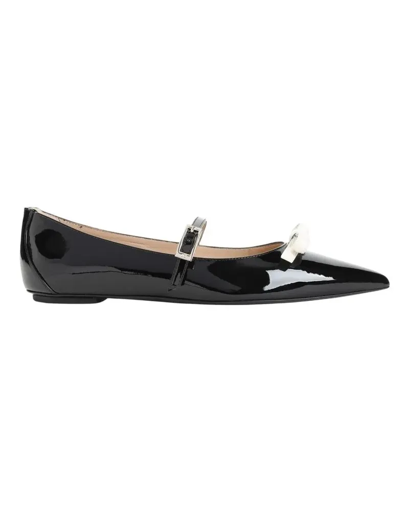 Stuart Weitzman Sleek Black Ballerinas schwarz Schwarz