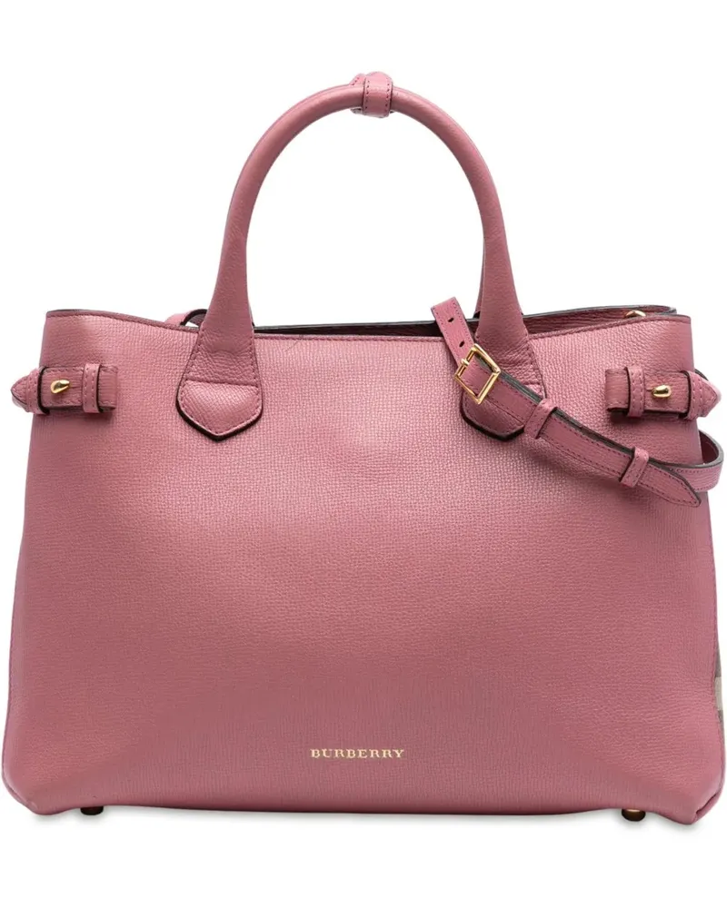 Burberry Hobo Bags Medium Leather and House Check Banner Satchel rosa Gold