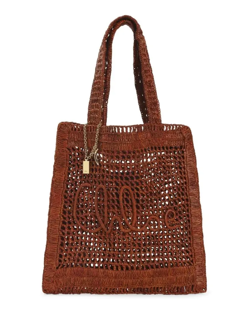 Chloé Shopper & Totes Clay Brown Raffia Summer Banana Tote Bag braun Braun