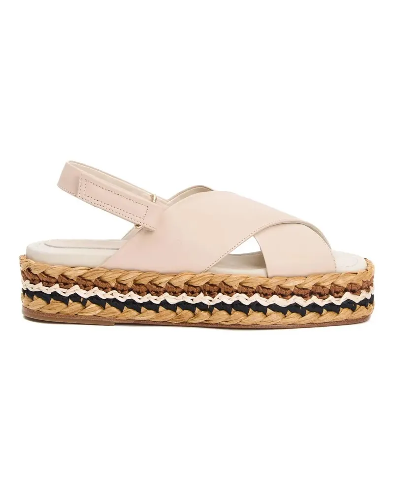 Paloma Barceló Sandalen Beige Leather Braided Rope Wedge Sandal beige Beige